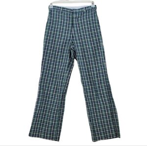 Vtg James Davis Memphis Pants Tartan Plaid Blue Green 28x28 Men Straight Leg 60s